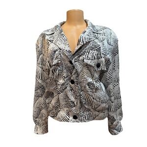 Paul Jeffrey for Da-Rue Animal Print Button Down Puff Sleeve Shirt Women Size L